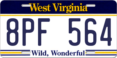 WV license plate 8PF564