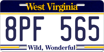 WV license plate 8PF565