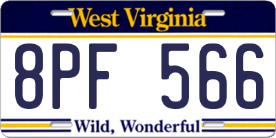WV license plate 8PF566