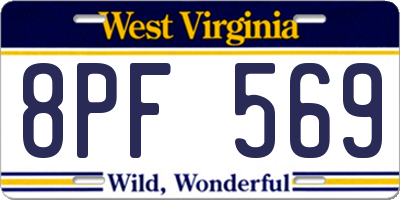 WV license plate 8PF569