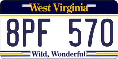 WV license plate 8PF570