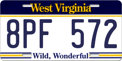 WV license plate 8PF572