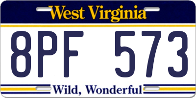 WV license plate 8PF573