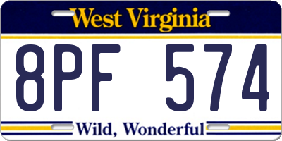 WV license plate 8PF574