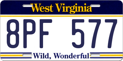 WV license plate 8PF577