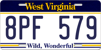 WV license plate 8PF579