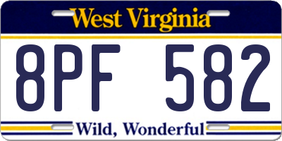 WV license plate 8PF582