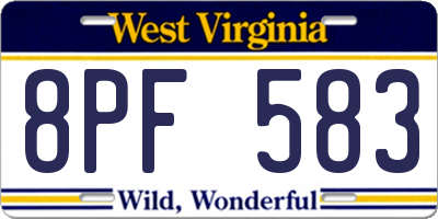 WV license plate 8PF583