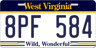 WV license plate 8PF584
