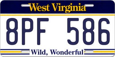 WV license plate 8PF586