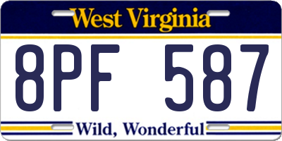 WV license plate 8PF587