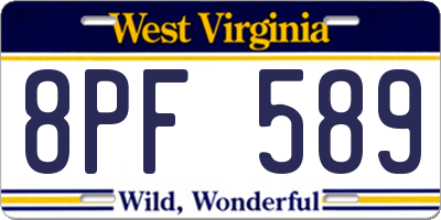 WV license plate 8PF589