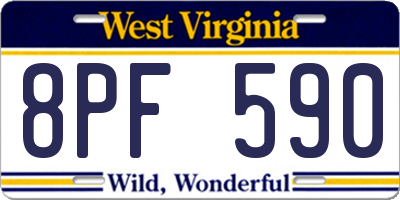 WV license plate 8PF590