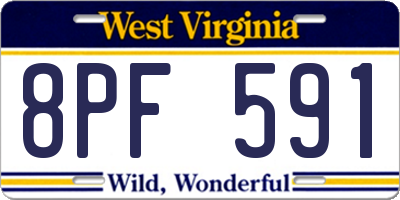 WV license plate 8PF591