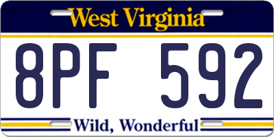 WV license plate 8PF592
