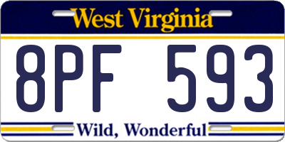 WV license plate 8PF593