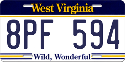 WV license plate 8PF594