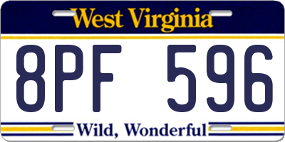 WV license plate 8PF596