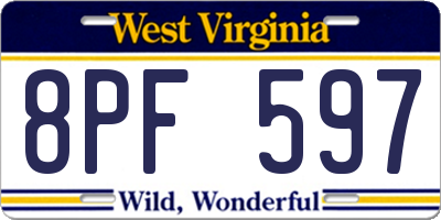 WV license plate 8PF597