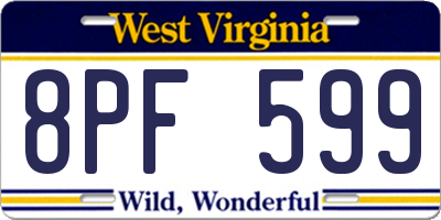 WV license plate 8PF599