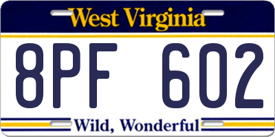 WV license plate 8PF602