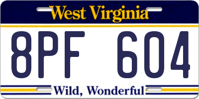 WV license plate 8PF604