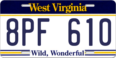 WV license plate 8PF610