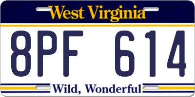 WV license plate 8PF614