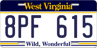 WV license plate 8PF615