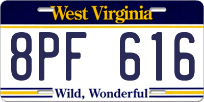 WV license plate 8PF616