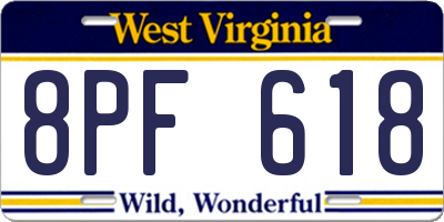 WV license plate 8PF618