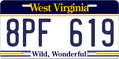 WV license plate 8PF619