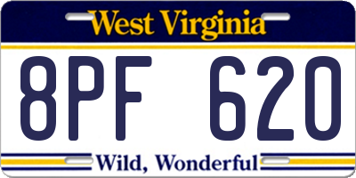 WV license plate 8PF620