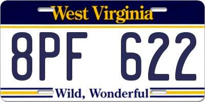 WV license plate 8PF622