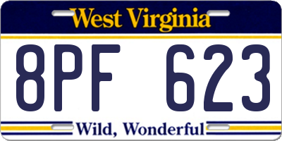 WV license plate 8PF623