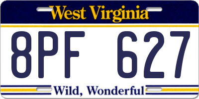 WV license plate 8PF627