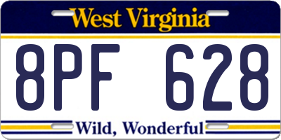 WV license plate 8PF628