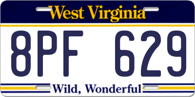 WV license plate 8PF629