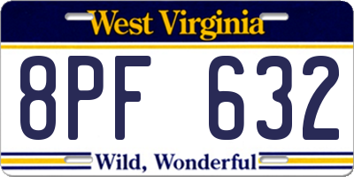 WV license plate 8PF632