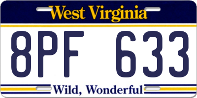 WV license plate 8PF633