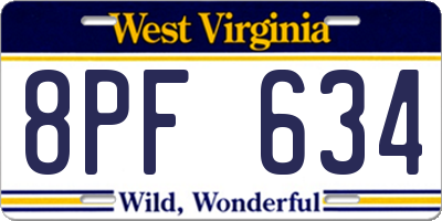WV license plate 8PF634