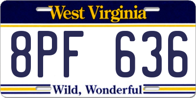 WV license plate 8PF636