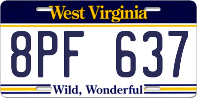 WV license plate 8PF637