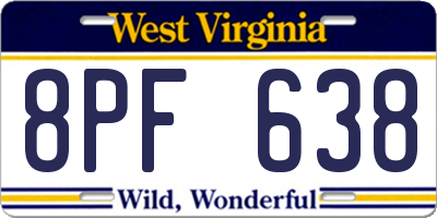 WV license plate 8PF638