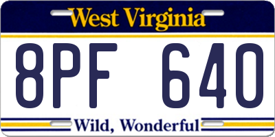 WV license plate 8PF640