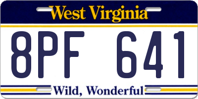WV license plate 8PF641