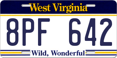WV license plate 8PF642