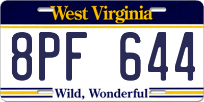 WV license plate 8PF644