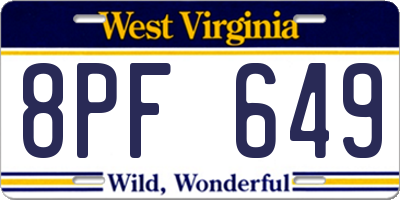 WV license plate 8PF649
