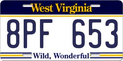 WV license plate 8PF653